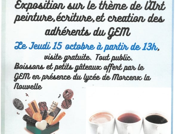 Exposition sur le thème de l'art, peinture écriture et création des adhérents du GEM
